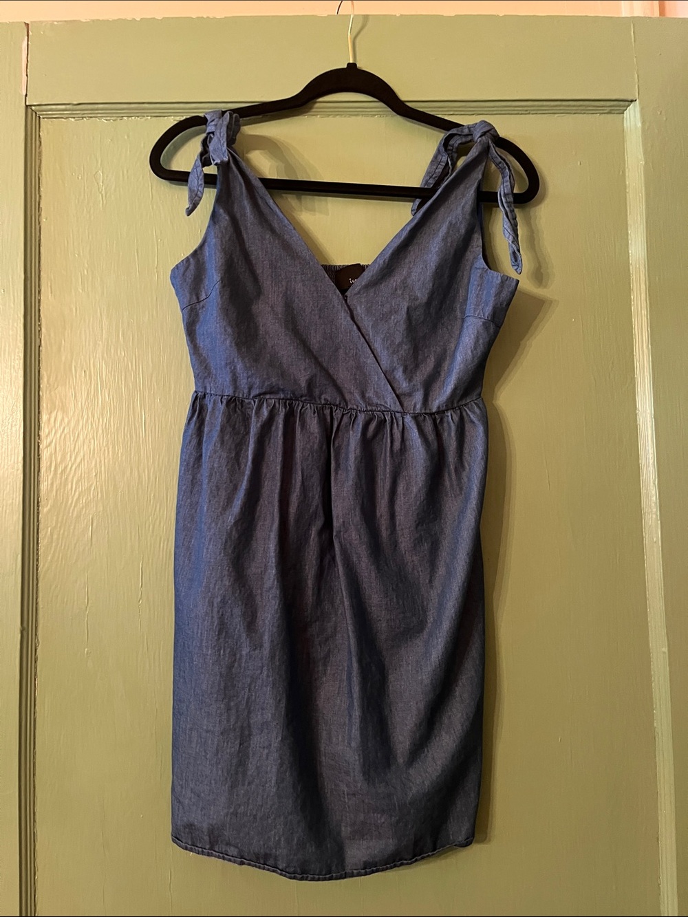 Lumiere Chambray Tie-Shoulder Mini Dress in Blue